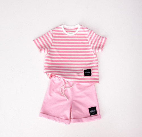 Костюм летний Тельняшка, розовый